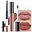 evpct 2Pcs Reddish Brown Neutral Color Lip Liner and Matte Lipstick Makeup Sets Vegan Lipstick Lip Liner and Gloss Set Lip Stain Long Lasting Waterproof 24 33