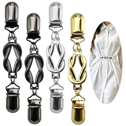 UPRONEX 4 Stück Metall Cardigan Clips Vintage Schal Clips für Damen Kleiderclips als cinch clip Verschlüsse für Blusen Kragen und Hosen