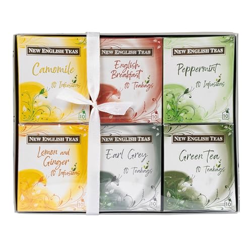 New English Teas Essential Tea Gift Collection with 60 Individually Wrapped Teabags - Fruit & Herbal, Black Tea, Green Tea