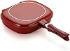 Double-sided Grill Pan, Double-Sided Frying Pan, Fish, Hot Cooker, Cookware, Induction Compatible, Non-stick, Washable, Direct Fire, For Gas Fire, Gourmet Pan, Brown, Kitchen Outdoors, 11.0 inches 28