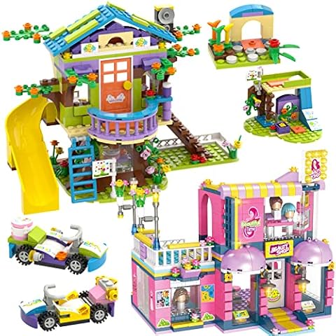 WishaLife Friends Tree House Building Block Toy, Treehouse Hair Salon Building Blocks Set, Storage Box with Base Plate Lid, STEM Roleplay Birthday Gifts for Kids Boys Girls Ages 6-12 (1193 Pieces) Cover