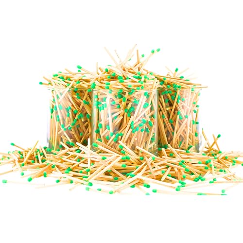 Image of 500 Count | 2 inch Green Matches | Strikers Included | Color Tip Wooden Match | Refill for Matchstick Jars, Candle Display, Holders & Bottles | 2 in inches Long