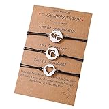 Juego de 3 pulseras para madre e hija para deseos, pulseras huecas a juego con corazón de amor, joyería dulce para mamá e hija