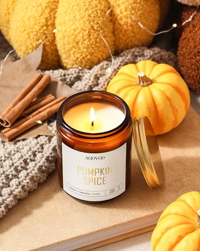 Image of AOOVOO Pumpkin Spice Candles - 9 oz Scented Candles, Aromatherapy Candle, Soy Candle for Home Scented