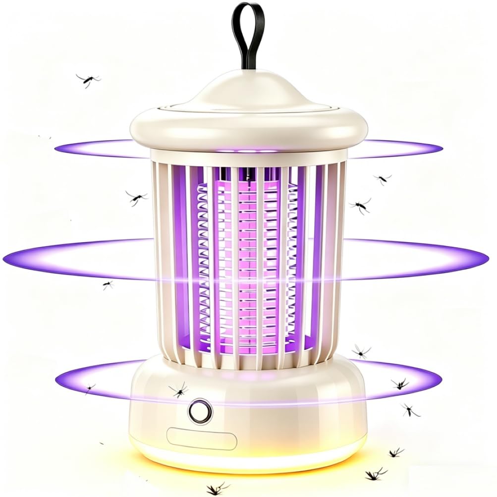 Mosquito Zapper, Bug Zapper, Upgrade Rechargeable Mosquito Killer Lamp, 2 Modes: Uv Mosquito Light + Night Light， More Efficient Electric Fly Zapper, plugged in or charged, for Home, Camping, Garden