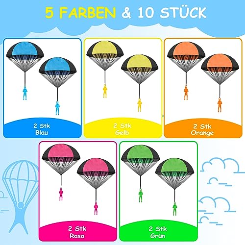 BBjinronjy Kinder Fallschirmspringer Spielzeug,10 Stück Fallschirm Spielzeug Handwurf Armee Männer Fallschirm Spielzeug aufregendes Outdoor Flugspielzeug für Kinder und Erwachsene Luftlandehelden