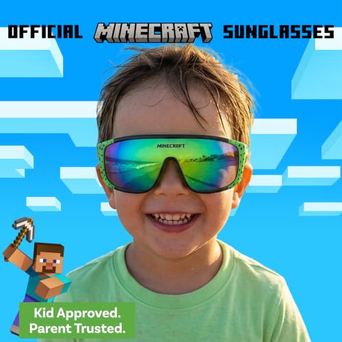 Image of ARKAID Minecraft Boys Sunglasses | Official Minecraft Gear | 100% UV Protection | Official Minecraft Boys Sunglasses and Sports Wraps | Impact Resistant | Gift Idea | Fits Most Kids