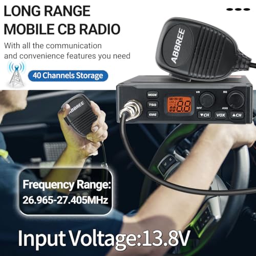 Abbree AR-M6 Cb Radio For Truckers Long Range Am Fm Professional Portable Cb Radios Kit,Compact Design,Travel Essentials,Instant Emergency Channel 9/19,Full 40 Channels thumb #2