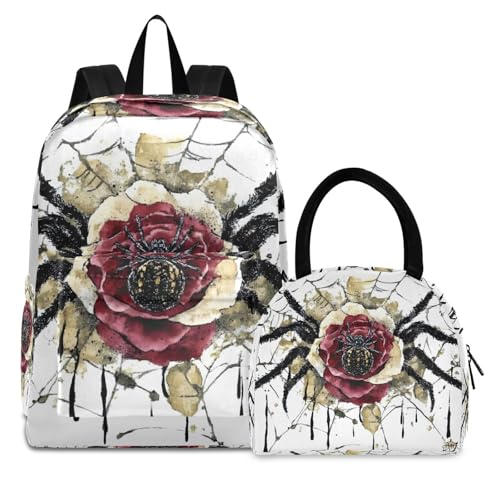 Backpack Lunch Box Set Large Capacity Travel Backpacks and Insulated Lunch Bag for Commute Hiking Picnic Tribal Animal Print - Main Image