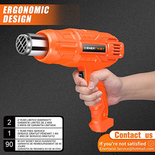 image for Enertwist 1500W Heat Gun Kit with 4 Nozzle Attachments, Dual Temperatu