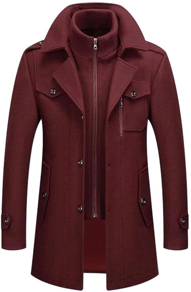 Men Cashmere Trench Overcoat Men Wool Blend Long Jackets Casual Trench Coats