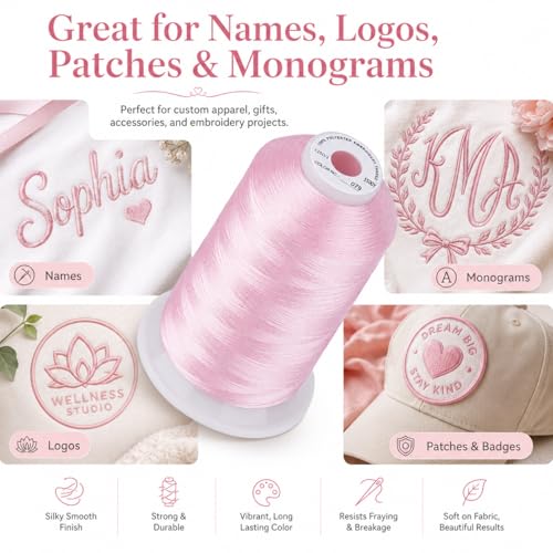 Image of Simthread Embroidery Machine Thread 5000M 40WT Polyester, Salmon Pink 079 | 5000M 40WT polyester thread feeds smoothly for home or commercial embroidery projects.