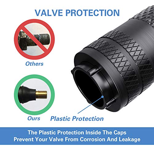 Image of CKAuto Tire Valve Stem Caps, Anodized Aluminum Tire Valve Cap Set, Corrosion Resistant, Universal Stem Covers for Cars Trucks Motorcycles SUVs and Bikes (Black-US)