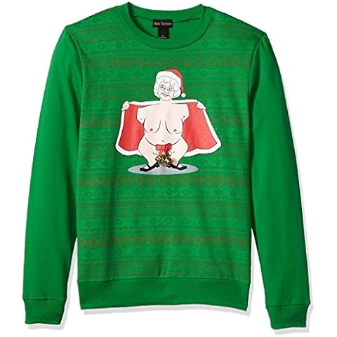 Alex Stevens Men's Jingle Balls Mrs. Klaus Ugly Christmas Sweater, Green, X-Large Cover