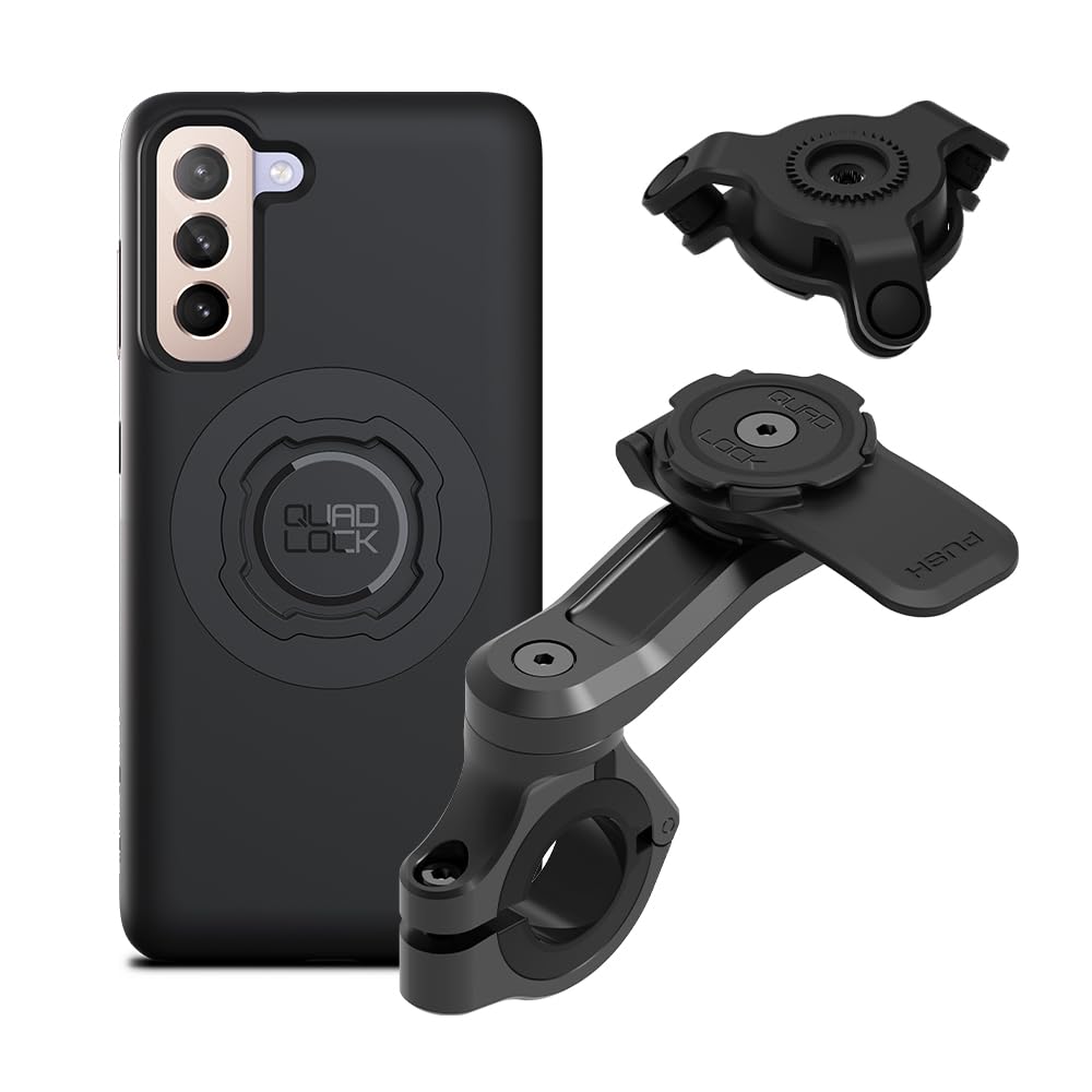 Quad Lock Motorcycle Handlebar Mount PRO Kit with Vibration Dampener and MAG Phone Case for Galaxy S21