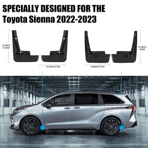 Image of Mud Flaps Compatible with Toyota Sienna 2022 2023 Mud Guards Splash Guards Tire Protector Mudguard No Drilling Required Mudflaps Accessories