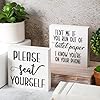 Jetec 2 Pieces Farmhouse Bathroom Signs Decor Wooden Box Sign Funny Bathroom Wall Art Rustic Wood Plaque Please Seat Yourself Decor for Home RestroomWhite