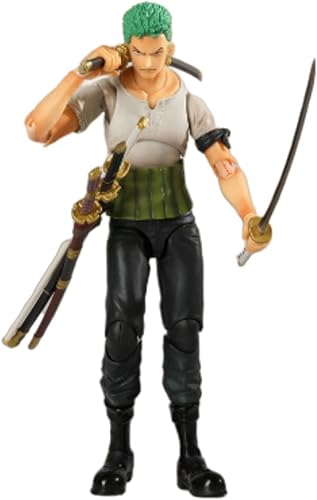 Miniatura 4 de Qekazciet Figura de juguete de tres cuchillos de flujo Roronoa Zoro II movible variable (versión de batalla) articulaciones movibles, colección de