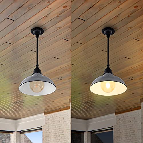 Image of JONATHAN Y Jasper 1-Light Farmhouse 12.25 inch Metal Pendant, Gray /Black | Indoor Outdoor Use, Rustic Vintage Dome Shade, Adjustable Height, Kitchen Island Porch Entryway, LED Bulb Included