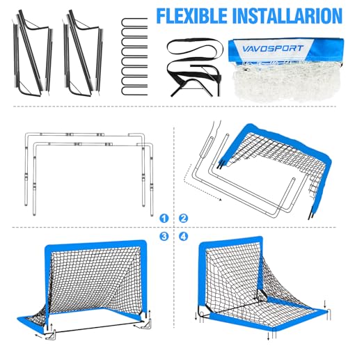 Image of Kids Soccer Goals for Backyard Set - 2 of 4' x 3' Portable Soccer Goal Training Equipment, Pop Up Toddler Soccer Net with Soccer Ball, Soccer Set for Kids and Youth Outdoor Games, Sports, Play