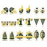 Get ready to cheer on your favorite team with these football earrings! A set of 9 pairs green yellow football earrings include football stud earrings, helmet stud earrings, TOUCH DOWN stud earrings, finger stud earrings, megaphones stud earrings and ...