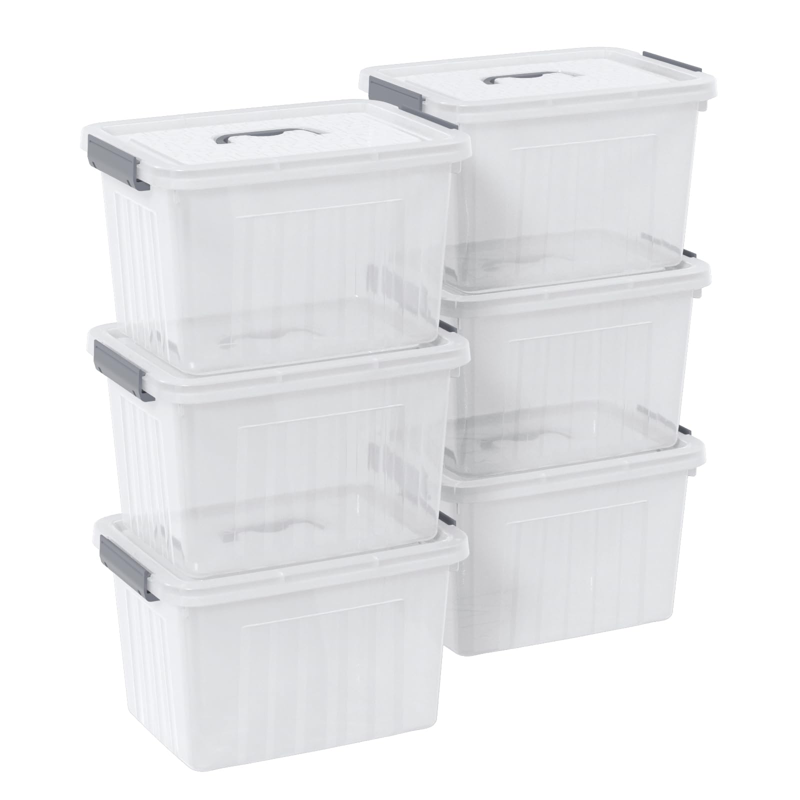 Neadas Clear 10 L Storage Latching Box, Plastic Boxes With Lid, 6-Pack