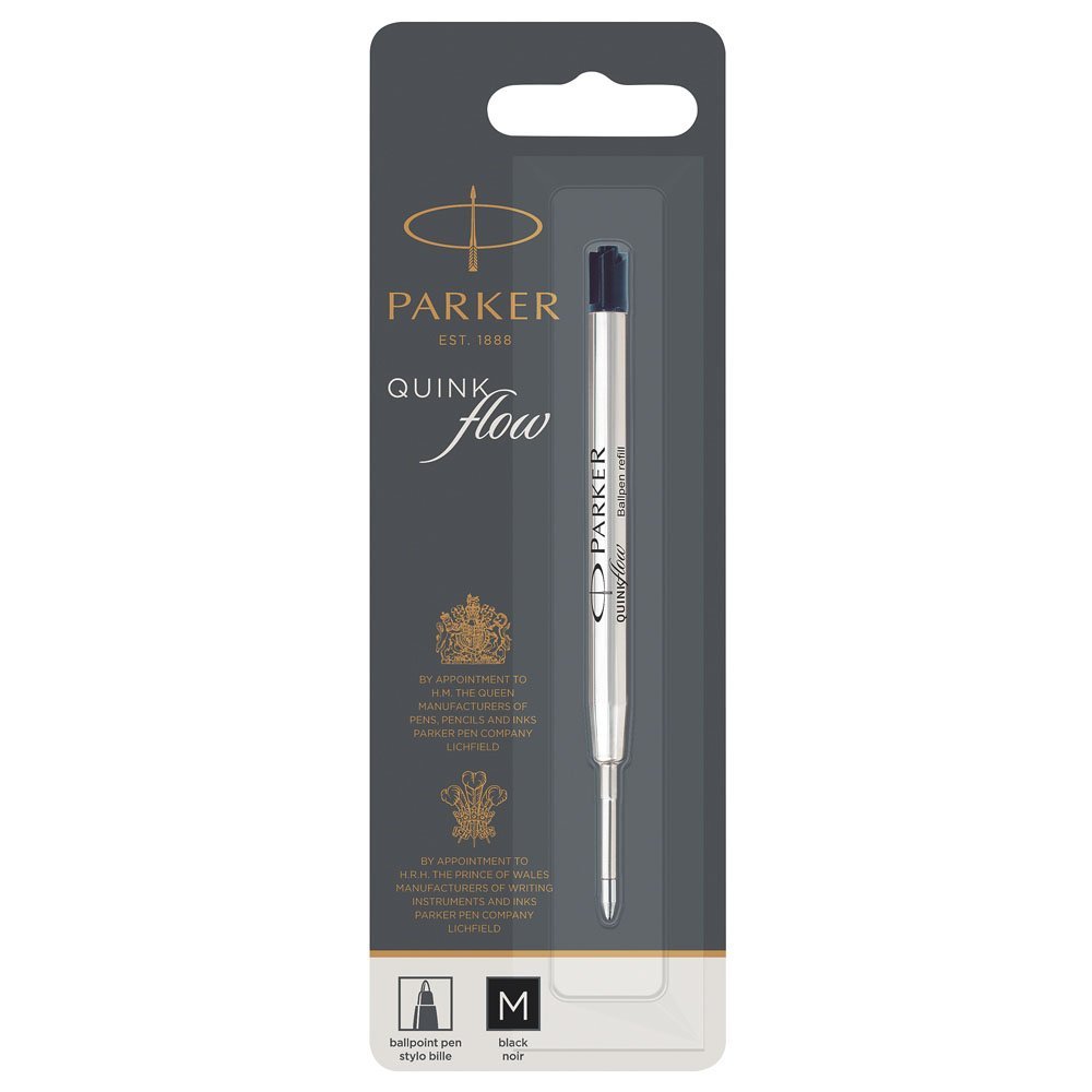 PARKER Sonnet Penna A Sfera, Acciaio Inossidabile Con Finiture In Palladio, Pennino Medio, Confezione Regalo & Quinkflow Ricarica Per Penna A Sfera, Punta Media, Nero