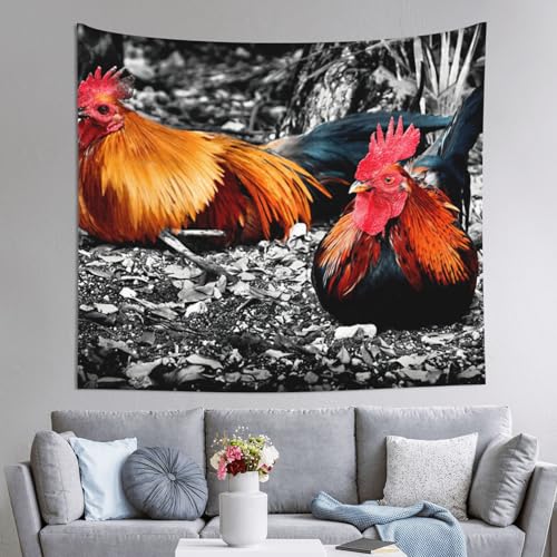 Tapisserie coq de poulet JEJEA grande décoration murale 152x130 cm