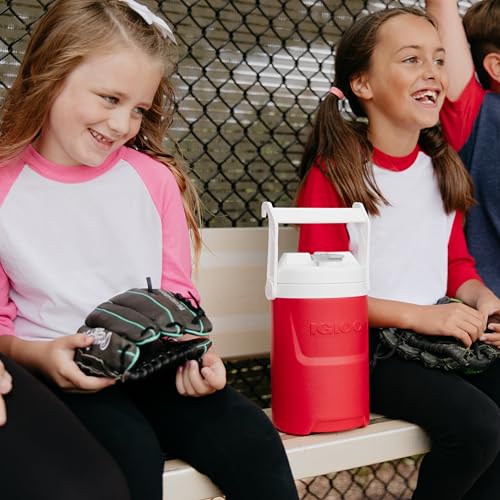 IGLOO Dozownik do napojów Laguna 1/2 galon, lodówka na napoje 1,9 l, pojemnik na wodę, pojemnik na napoje, czerwony