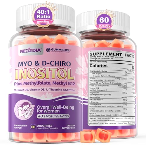 Image of Women Sleep Gummies with Myo-Inositol & D-Chiro Inositol + Saffron, MTHF Folate, Vitamin B6 & B12, 40:1 Ratio Myo Inositol Supplement for Hormone Balance, Mood, PCOS & Ovarian, Sugar Free, 60Cts