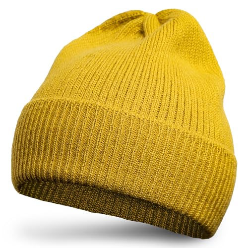 Apikuna® Gorro de alpaca de 100 % lana de alpaca para bebé, gorro de punto para mujeres y hombres, gorro de punto unisex cálido para otoño e invierno - gorros de lana suaves y cálidos, amarillo