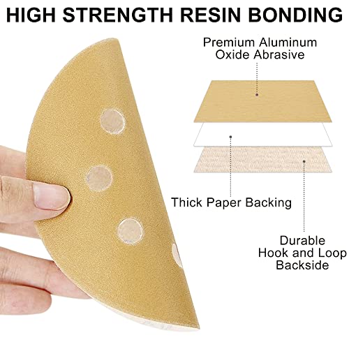 Lotfancy 5In 8 Hole 220 Grit Sanding Discs, 100Pcs Random Orbital Sander Pad Sandpaper, Hook And Loop Round Sand Paper #TOP1