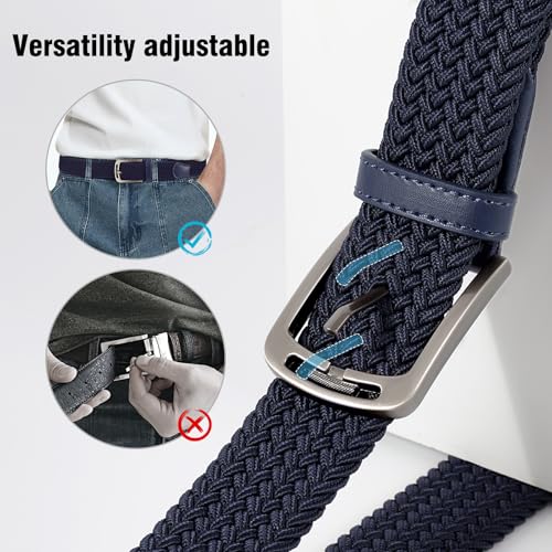 Image of JASGOOD Men Elastic Braided Woven Belt Casual Canvas Woven Stretch Golf Belt for Men Women Jeans Suits Pants