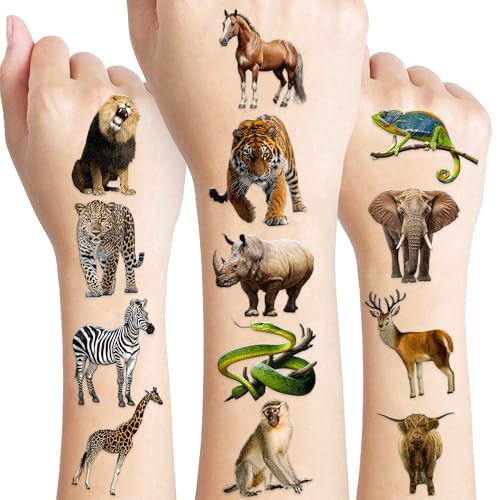 60 PCS Realistic Wildlife Jungle Animal Pre-Cut Temporary Tattoos Sticker