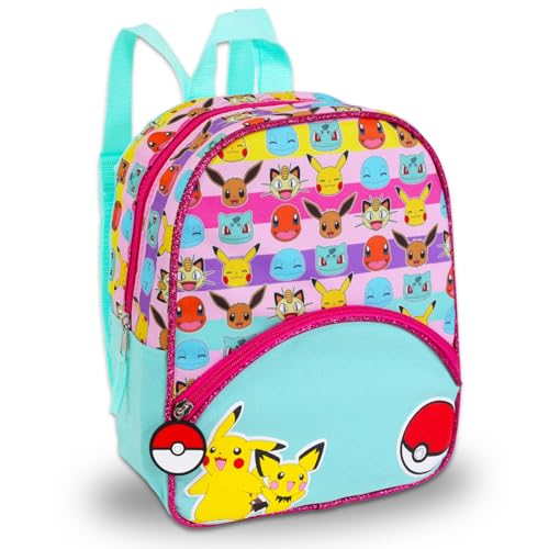 Nintendo Pokemon Mini Backpack Bundle - 11” Canvas Backpack with Front Pocket, Water Bottle, More | Pokemon Backpack Purse Set for Girls2