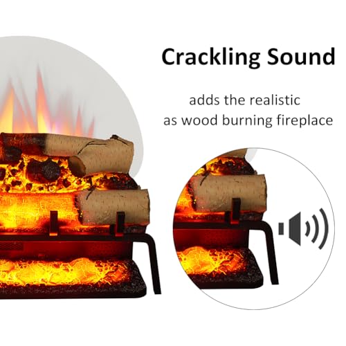 Image of LegendFlame 23 inch W Free Standing Electric Fireplace White Birch Log Set (EF290A-WB), Fireplace Insert, Heater 750W /1500W, Crackling Sound, Remote Control