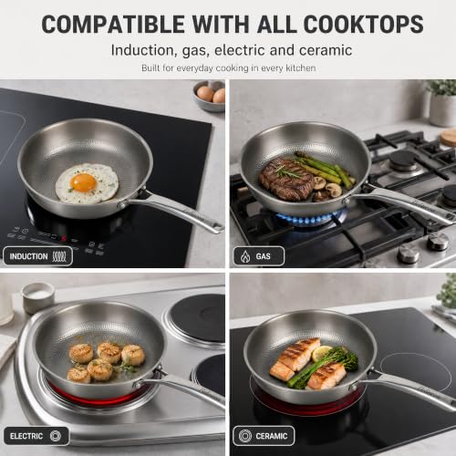 Image of Titanium Frying Pan 12 Inch, Pure Titanium Skillet, Uncoated, Oven Safe