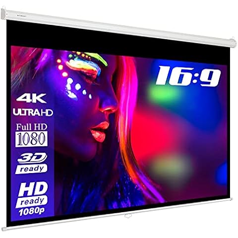 ESMART Economy EXR Rollo-Leinwand [Größenauswahl] 200 x 113 cm (90") | Format 16:9 | Heimkino Beamer Projektionsleinwand Rollo Leinwand LCD LED Cover