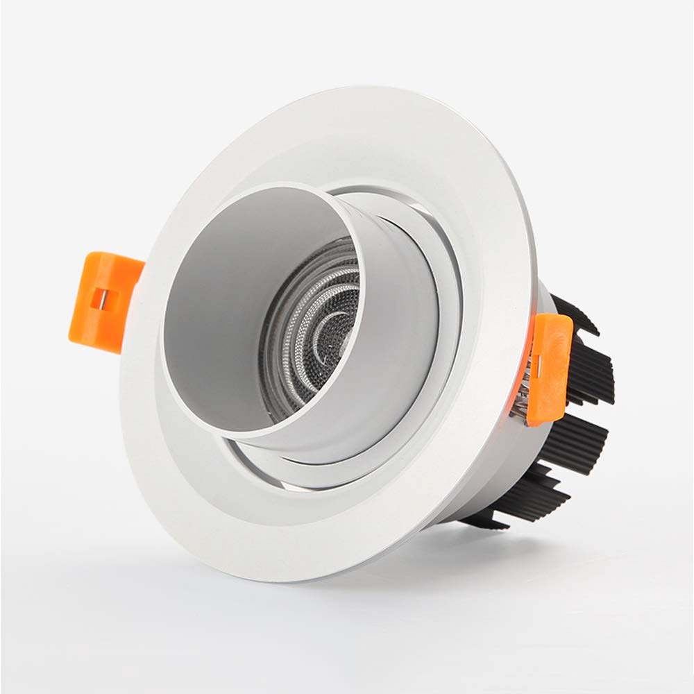 Adjustable angle downlight 15 & deg; -60 & deg; focusable white LED recessed downlights circular aluminum fin ceiling embedded LED (color: 4000K, Size: 30W)(3000k,20W)