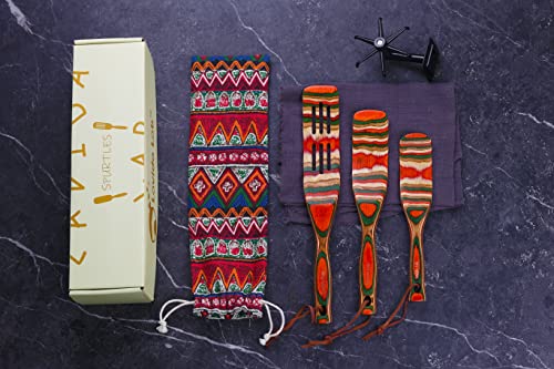 Pakkawood Spurtle Set | Cooking Kitchen Utensils | Spurtles | Wood Slotted Spoons | Wooden Nonstick Utensil | Mini Tool For Kitchen | Flat Spatula | Seen On Tv Commercial | Serving Supplies #TOP1