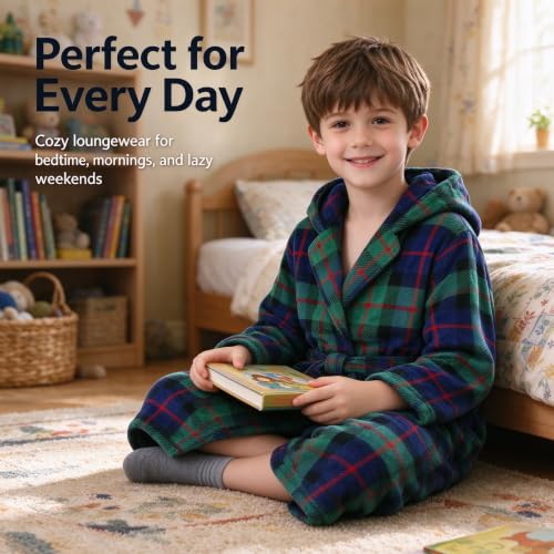 Image of Girls Soft Fleece Robes Plush Hooded Bathrobes Sleepwear for Kids 2-16 Years