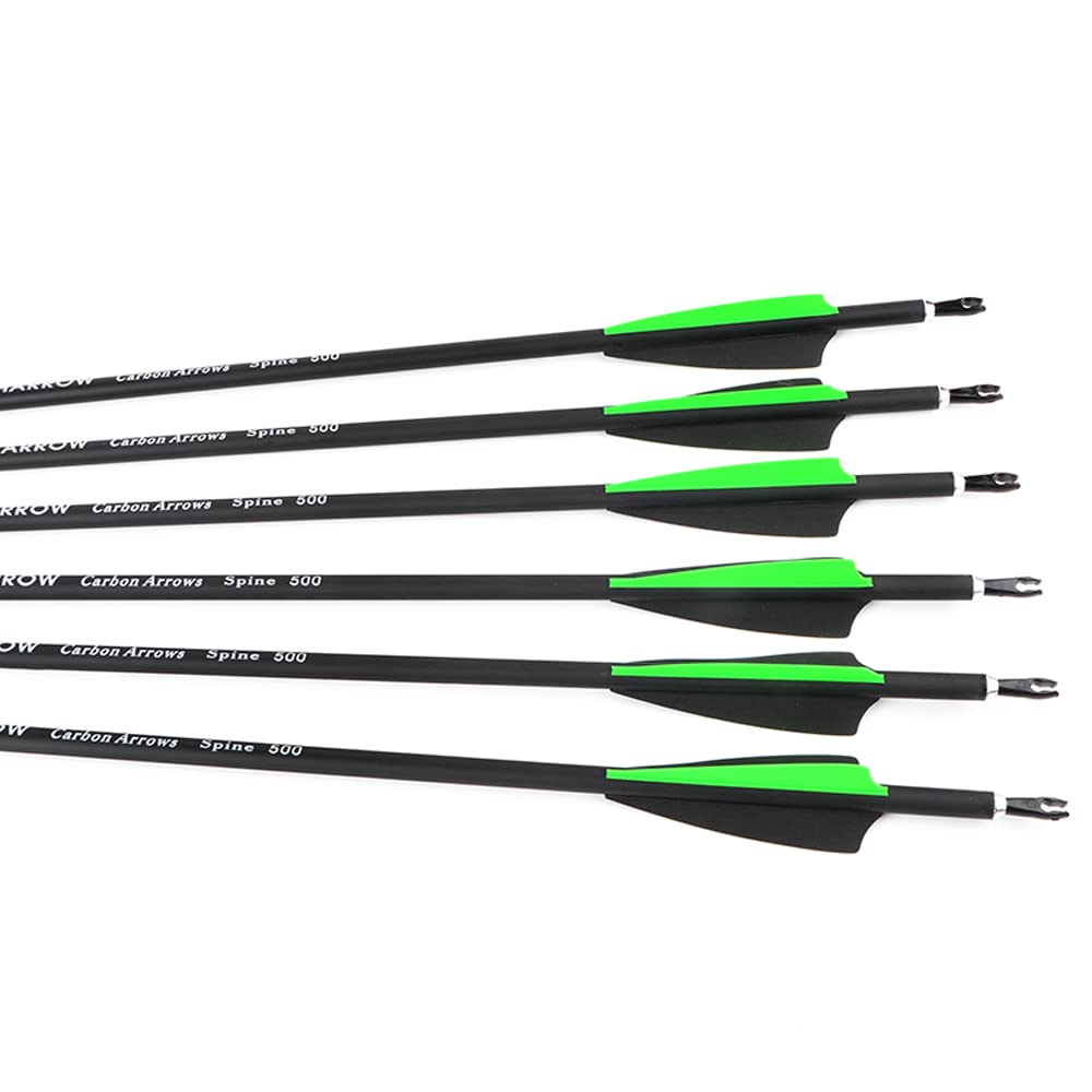 SHARROW 12pcs Flèches de Carbone 30 Pouces Flèches de Chasse Spine 500 pour Arc à Poulies et Arc Classique