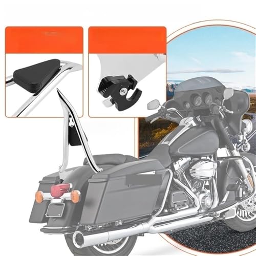 Coussin de dossier passager arrière moto détachable contre le mal de dos sur Road King FLHT - 5