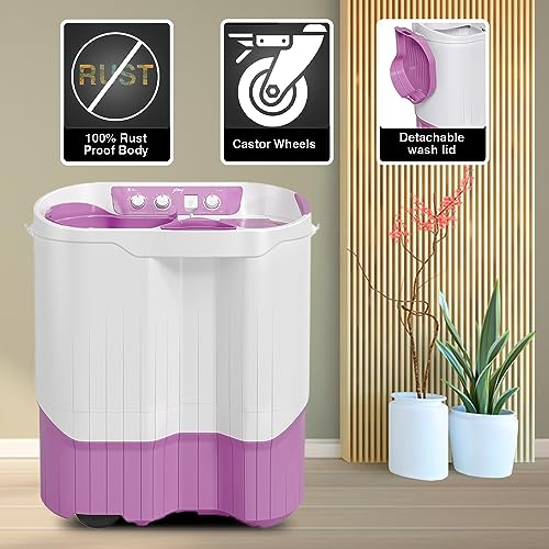 Image of Godrej Edge Pro 9 Kg 5 Star Semi Automatic Top Load Washing Machine Appliance With Aqua Jet Pulsator (WSEDGE PRO 90 5.0 PB3 M LISP, Lilac Sprinkle)