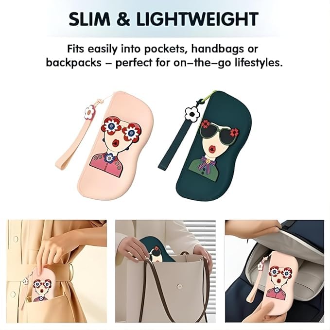 VANSHORA Silicone Sunglasses Case Shockproof Eyeglasses Case Organizer Pouch With Zipper Lanyard Soft Protective Spectacle Case Storage Bag For Travel Kids Women Multicolor 1