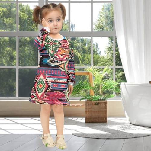 Girls Dresses Toddler Girl Clothes Native American Fabric Patchwork Winter Casual Long Sleeve for Kids 2-8 Years4