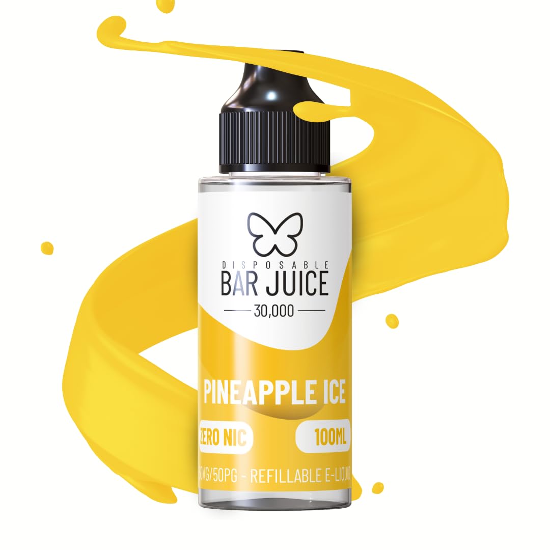 Bar Juice 30,000 Pineapple Ice E-Liquid – 100ml Nicotine-Free Vape Juice | Tropical and Icy Disposable Bar Style Flavour | 50VG/50PG Ratio | Up to 30,000 Puffs | Nic Shot Ready | Made in the UK