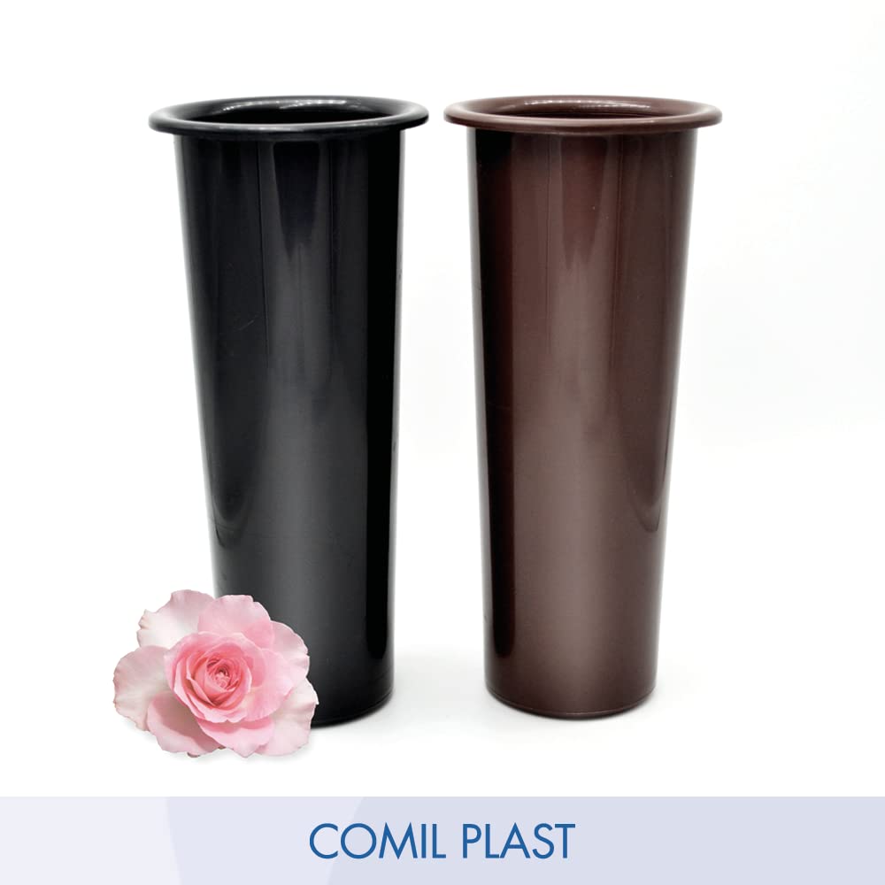 Comil Plast | Vasetto Portafiori plastica supporto adesivo per Loculo 3.5x9.7cm