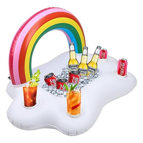 Kyerivs Inflatable Drink Holder Rainbow Cloud Drink Floats for Swimming Pool Party and Water Fun Decorations Summer Beach Leisure Cup Bottle Holder for Adults Kids Cover