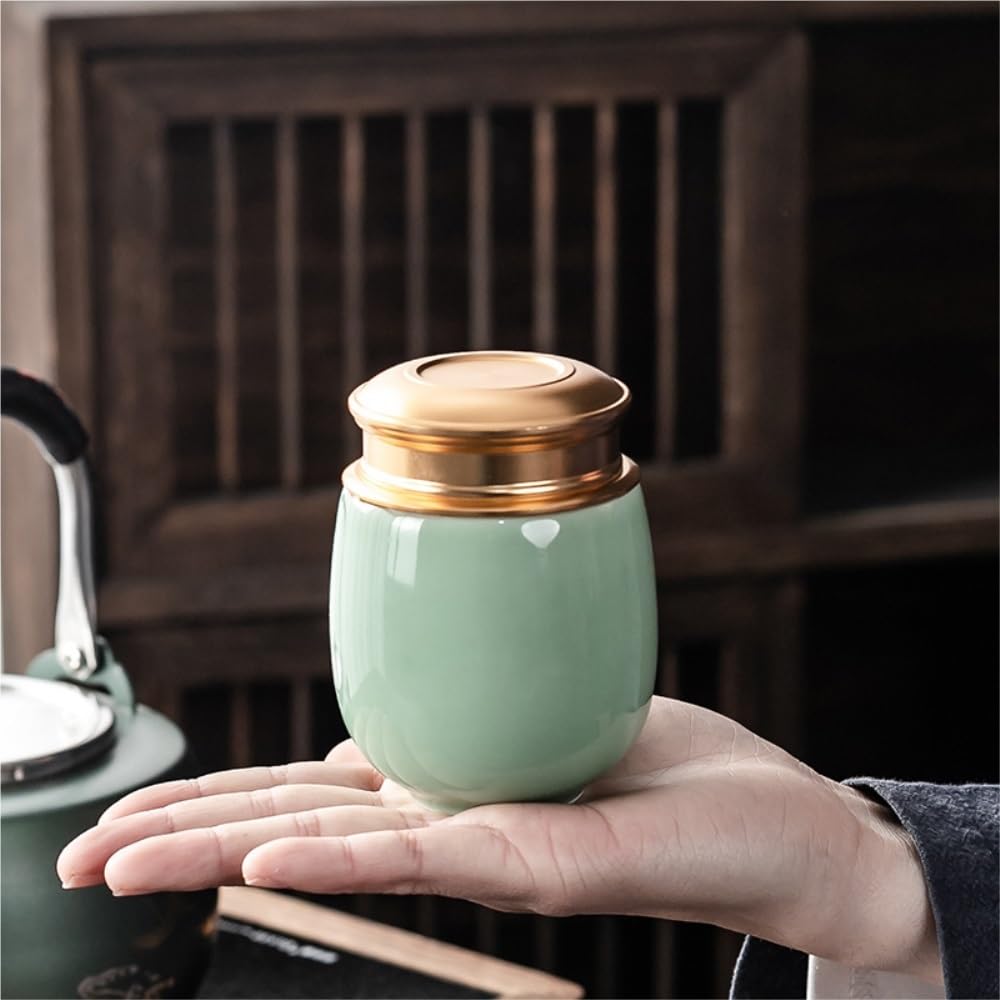 Set da tè Contenitore for la conservazione del tè Sfuso Celadon, Portatile, Piccolo, sigillato, Vuoto, Set da tè, Tre lattine, Set di scatole Regalo Barattolo per Conservare Il tè